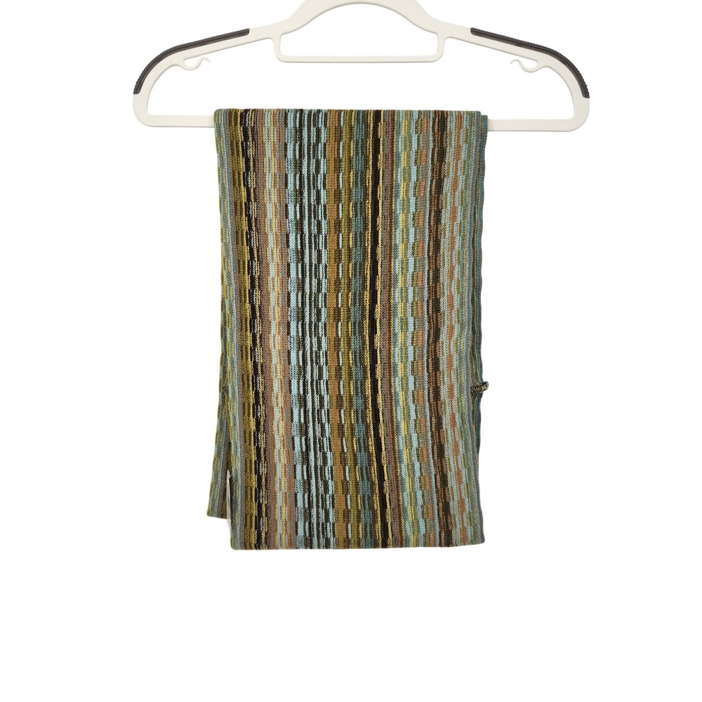 NWT J.Jill Women's Balsam Teal Brown Striped Tight Knit Infinity Scarf OS